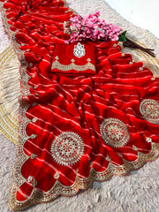 Beautiful Georgette Prisam Lahriya Work Saree