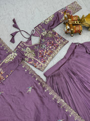 Beautiful Pure Vichita Silk Embroidery Sequence Work Lehenga Choli