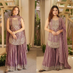 Beautiful Fendy Silk Sequence Embroidery Work Sharara
