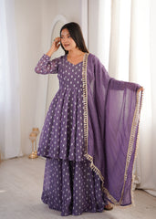 Women’s Ethnic Crunchy Silk Jacquard Butti Designer Sharara