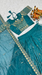 Festive Special Crunchy Silk Embroidery Sequence Work Lehenga With Stitched Blouse