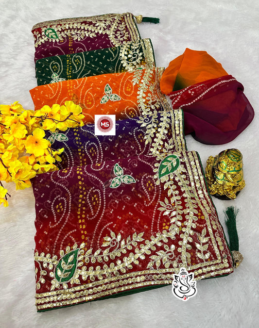 Beautiful Pachrangi Georgette Saree