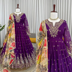 Party-wear Georgette Thread With Sequence Work Gown