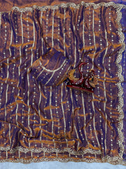 Party-wear Soft Space Silk Sequence Embroidery Work Saree