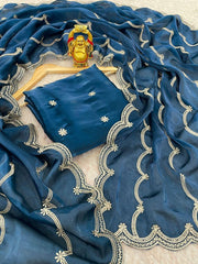 Party-wear Pure Soft Jimmy Choo Chiffon Silk Saree