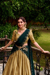 Traditional Poly Cotton Zari Weaving Work Lehenga Choli