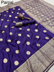 Beautiful Banarasi Gold Zari Design & Weaving Pallu Border Saree