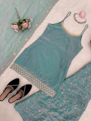Party-wear Fendy Silk Thread With Sequence Work Sharara