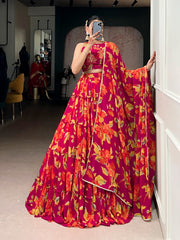 Beautiful Vibrant Floral Marble Printed Lehenga Choli