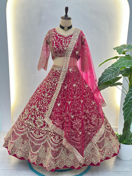 Wedding Special Royal Butterfly Net Sequins & Codding Embroidery Work Lehenga Choli