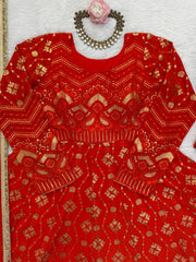 Beautiful Elegant Georgette Thread With Sequence Work Gown
