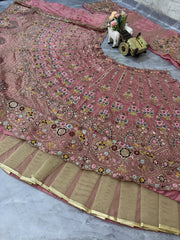 Party-wear Gold Crush Embroidery Sequence Work Lehenga Choli