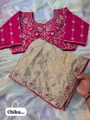 Beautiful Chinon Silk Sequence With Multi Coding Work Saree