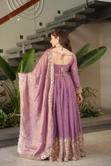 Party-wear Fendy Silk Embroidery Sequence Work Gown