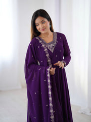 Pure Soft Georgette Embroidery Work Gown