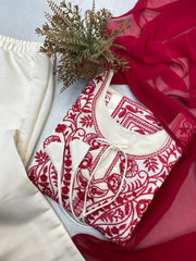 Designer Party-wear Roman Silk Embroidery Work Suit