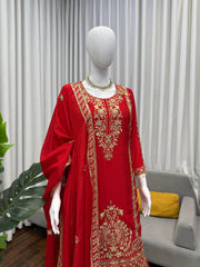 Elegant Designer Chinon Silk Thread With Sequence Work Suit