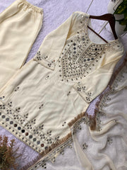 Beautiful Rose Gold Real Mirror With Embroidery Work Suit