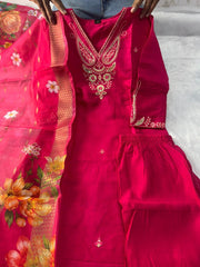 Beautiful Roman Silk Embroidery With Sequence Work Dress