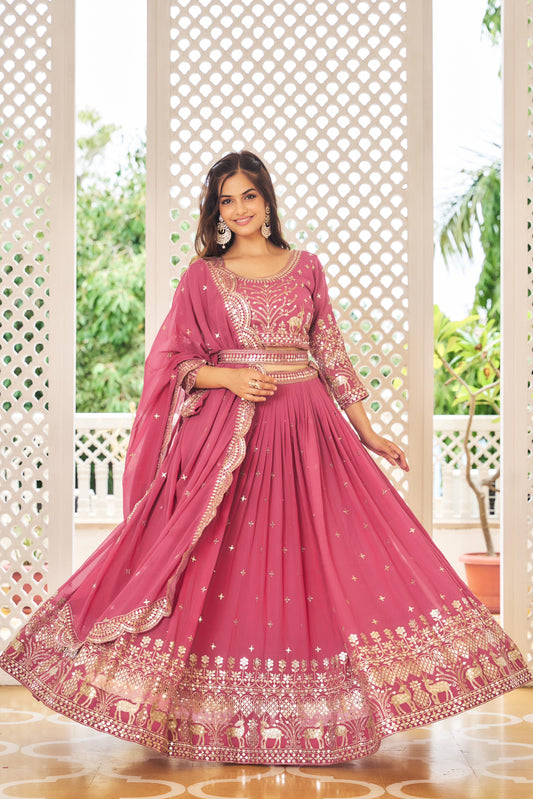 Festival Special Georgette Embroidery & Sequence Work Gown