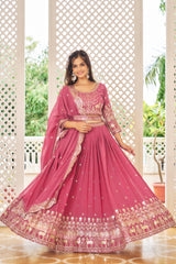 Festival Special Georgette Embroidery & Sequence Work Gown