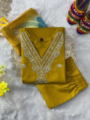 Designer Roman Silk Embroidery Sequence Work Suit