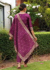 Beautiful Jacquard Silk Woven Designer Straight Suit