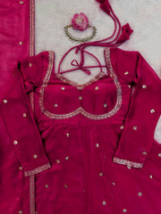 Festive Season Special Red Georgette Thread With Sequence Work Gown