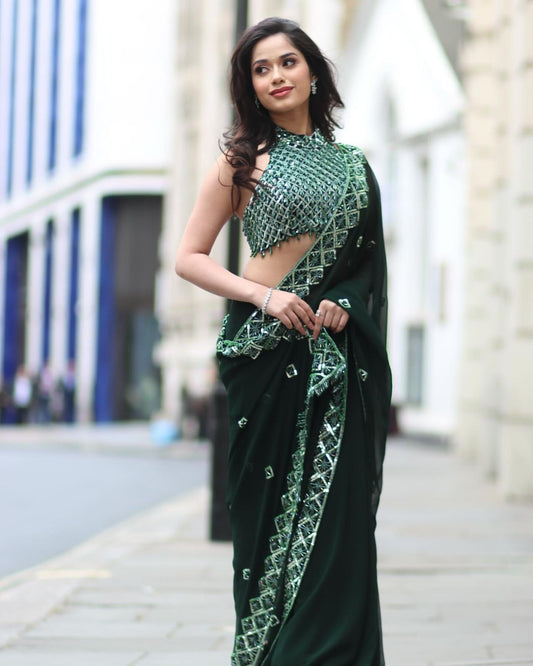 Party-wear Soft Rangoli Silk Sequence & Embroidery Work Saree