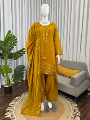 Designer Chanderi Thread Sequence Work Suit