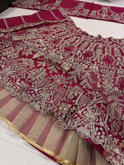 Designer Wedding Wear Deep Red Embroidered Lehenga Choli