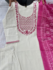 Beautiful Khadi Cotton Embroidery Work Suit