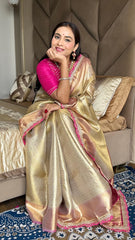 Beautiful Soft Tissue Silk With Kaju Katli Designer Saree