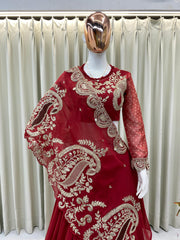 Designer Georgette Sequence Embroidery Work Lehenga With Shrug