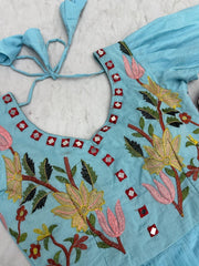 Beautiful Mal Cotton Embroidery Thread Hand Mirror Work Gown
