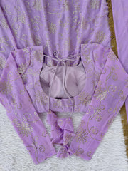 Ethnic Style Lavender Colour Georgette Foil Work Gown