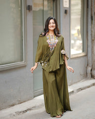 Stylish Air Tex Chinon Sequence Embroidery Work Co-ord Set