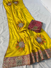 Beautiful Soft Chinon Silk With Sequence Butta In All Over Saree
