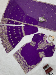 Beautiful Party-wear Georgette Cording Dori Embroidery & Sequence Work Suit