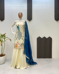 Beautiful French Crepe Embroidery Work Sharara