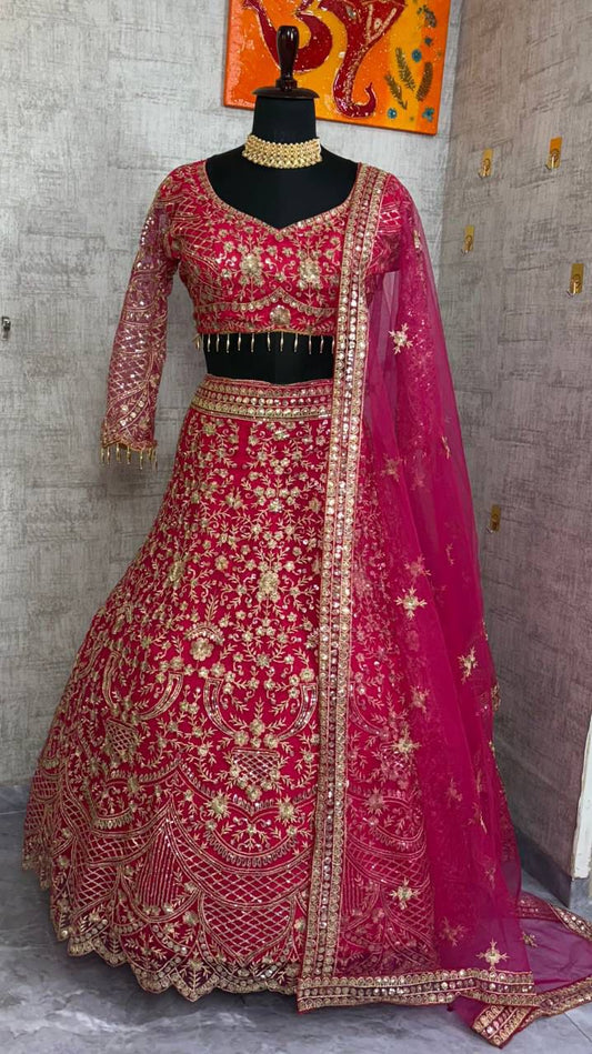Party-wear Soft Net Embroidery Sequence Work Lehenga Choli