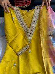 Beautiful Roman Silk Embroidery With Sequence Work Dress