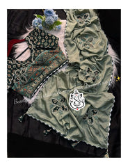 Beautiful Multi Chinon Silk Flower Butta Designer Saree