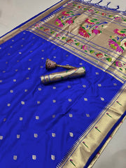 Beautiful Soft Gold Zari Kanchivaram Paithani Silk Saree
