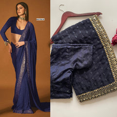 Party-wear Bollywood Blockbuster Georgette Embroidery Sequence Work Saree