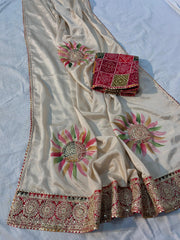 Beautiful Soft Chinon Silk With Sequence Butta In All Over Saree