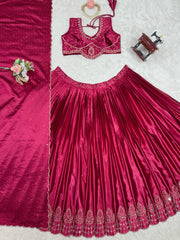 Beautiful Satin Silk Real Mirror Work Lehenga Choli