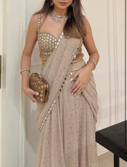 Perfect Party-wear Indo Western Georgette Ready To Wear Lehenga Saree