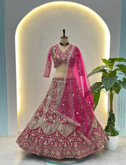Beautiful Party-wear Butterfly Net Sequence Coding Embroidery Work Lehenga Choli