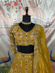 Beautiful Gold Crush Embroidery & Sequence Work Lehenga Choli